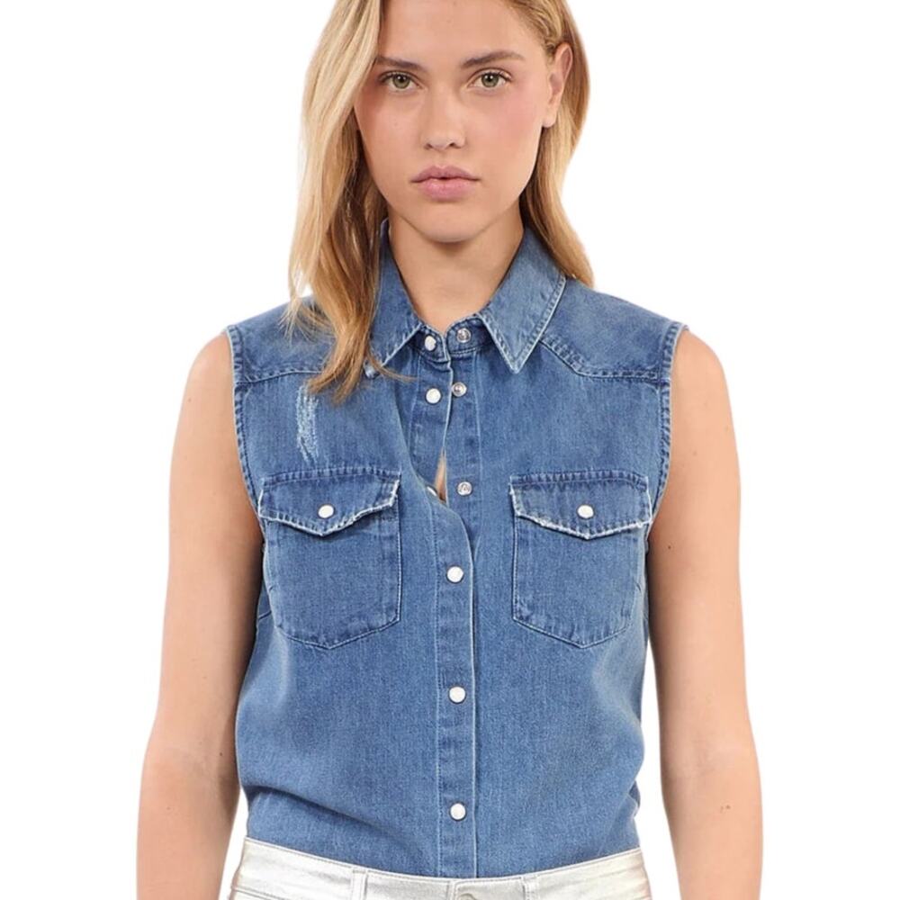 The Kooples Sleeveless Denim Shirt | Size 2 | NWT
